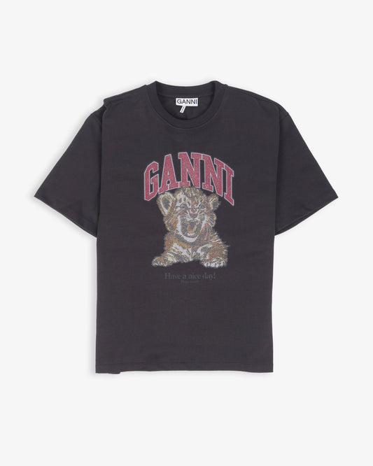 GANNI Heavy Cotton Jersey Tiger Caviar Phantom