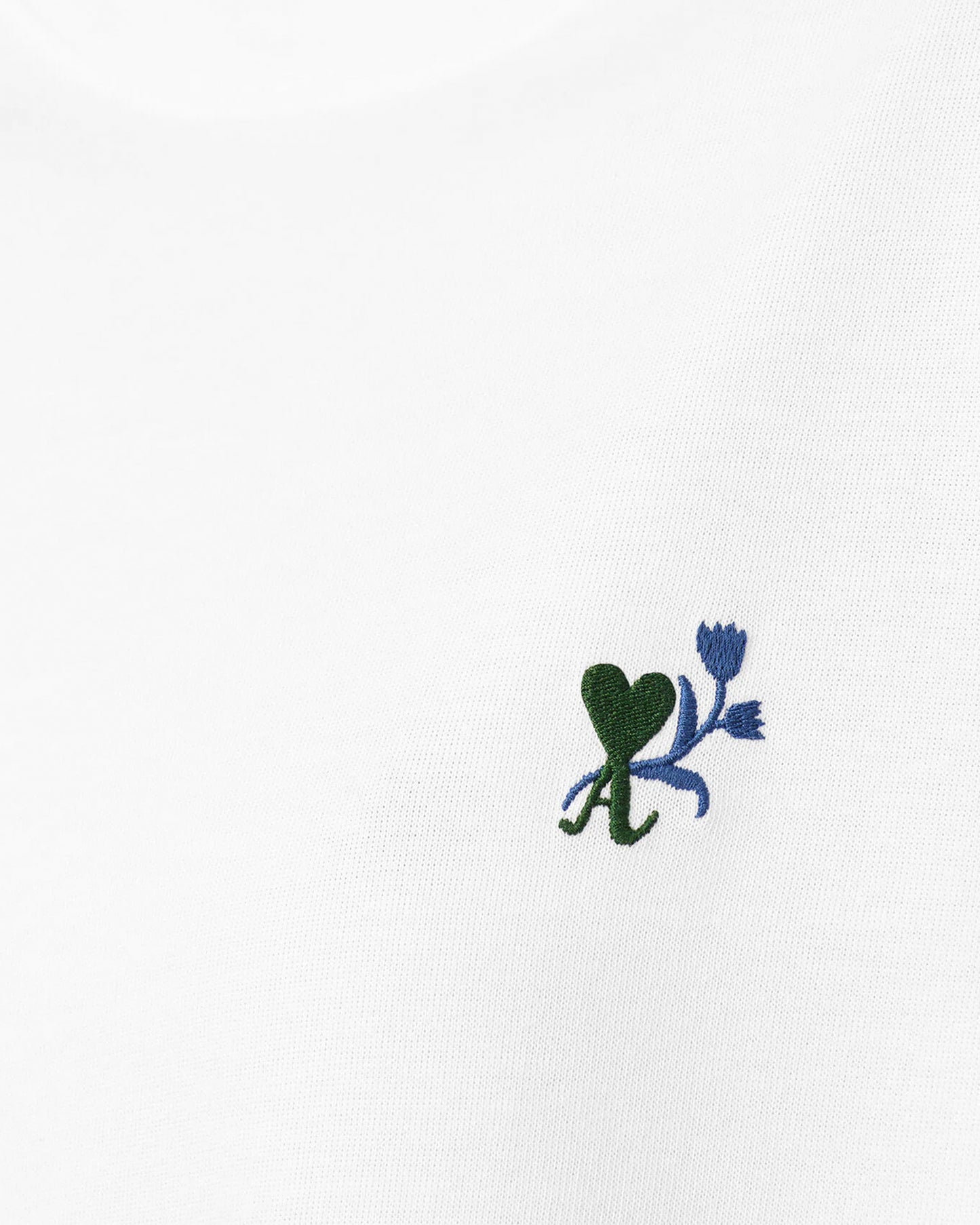 AMI PARIS TShirt with Emboridery Ami de Coeur Tulipe White