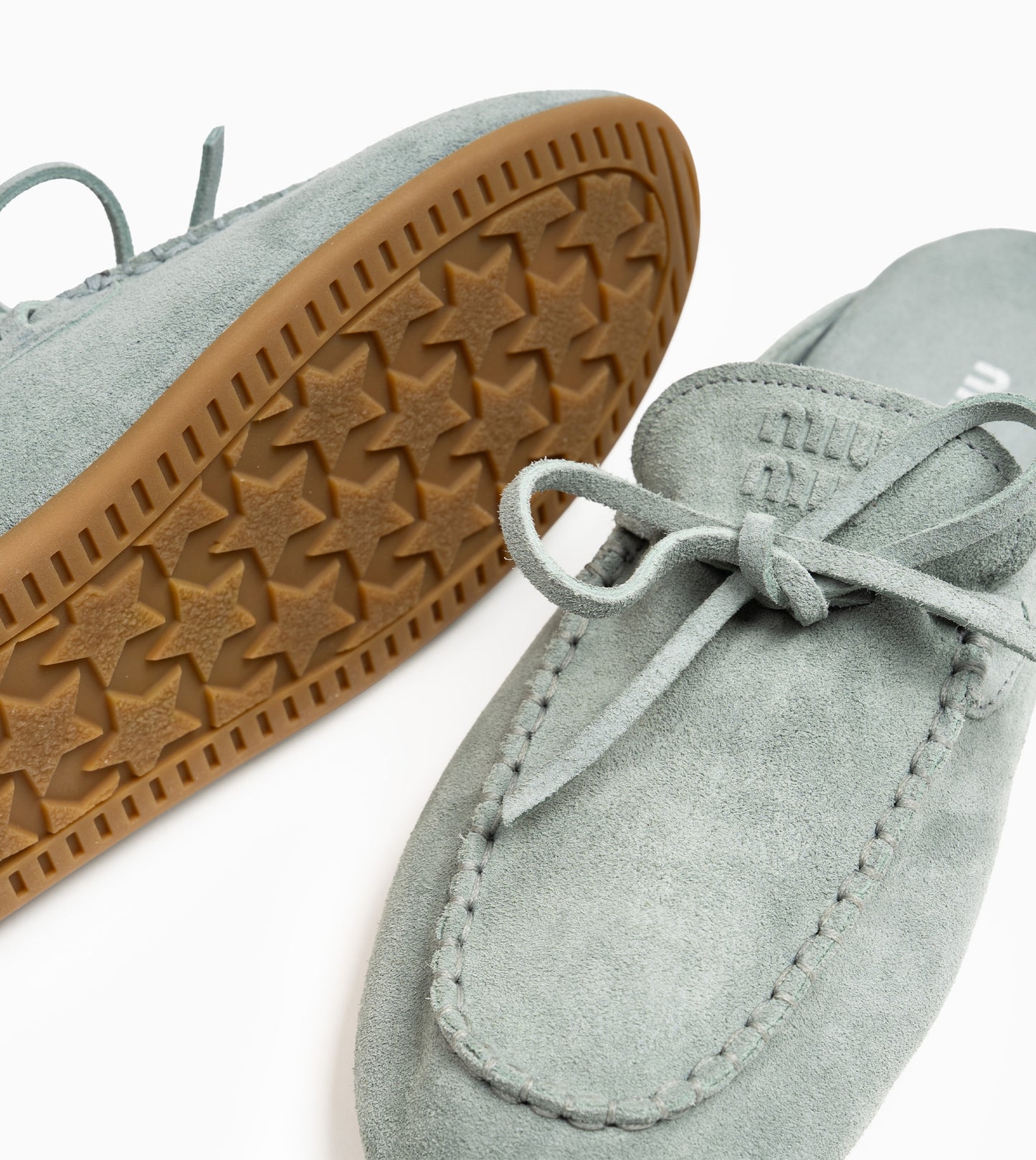 MIU MIU Suede Deck Mules Linfa