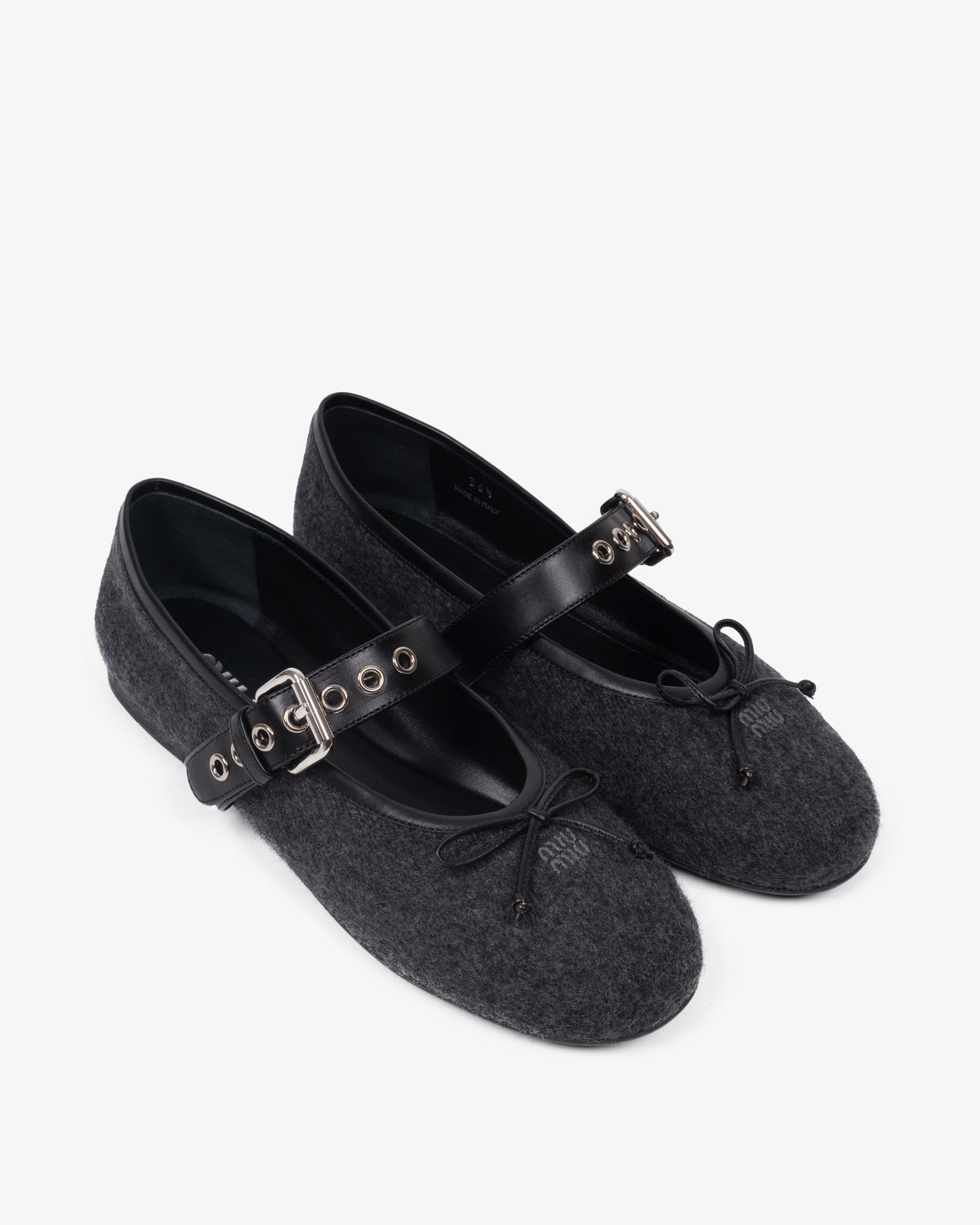 MIU MIU Leather Flats Antracite