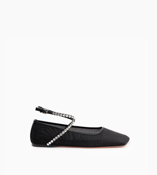 AMINA MUADDI Ane Mesh Crystal Flat Black