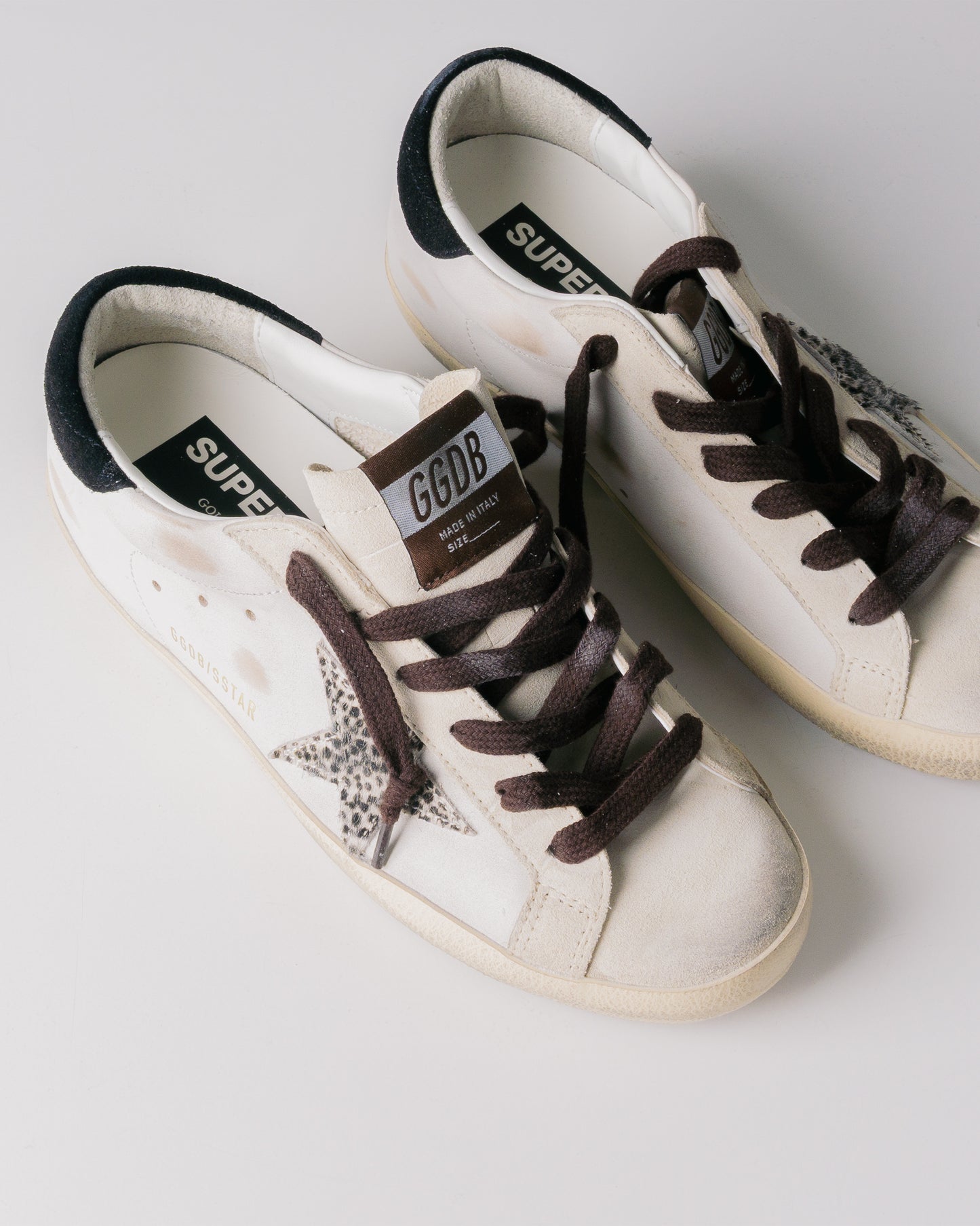 GOLDEN GOOSE Super Star Suede Toe Tongue & Heel Leather Upper Pois Horsy Star
