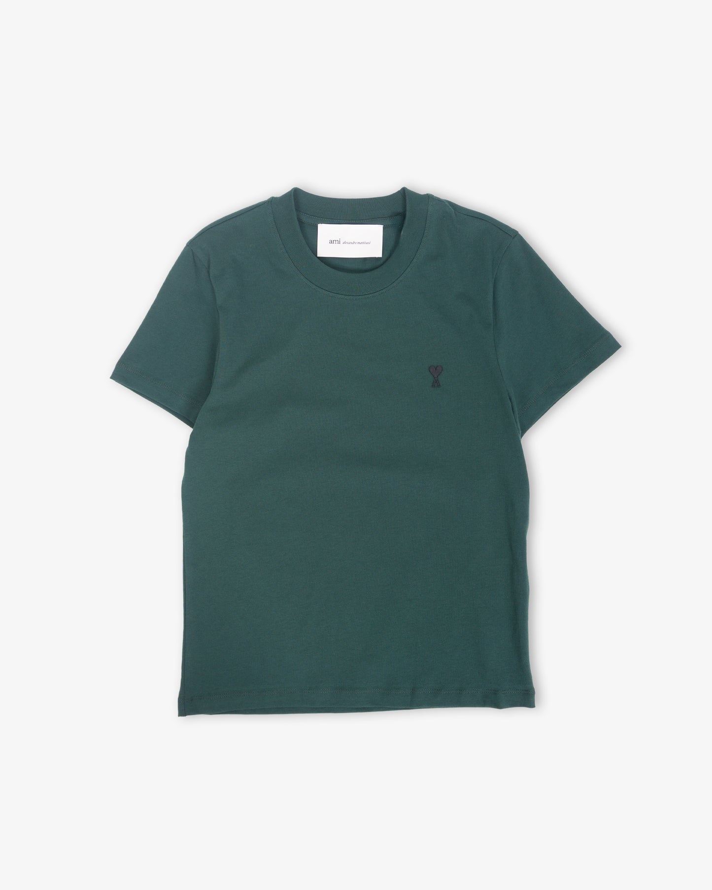 AMI PARIS TShirt with Contrasted Ami de Coeur Bottle Green