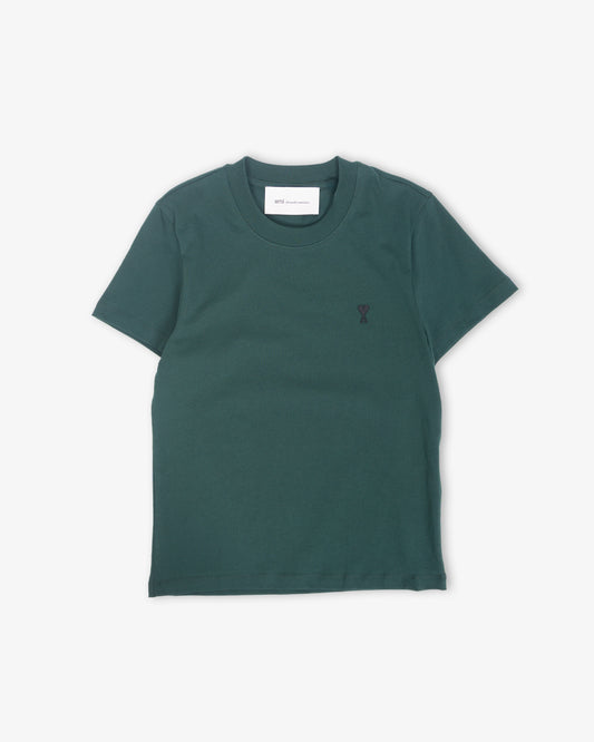 AMI PARIS TShirt with Contrasted Ami de Coeur Bottle Green
