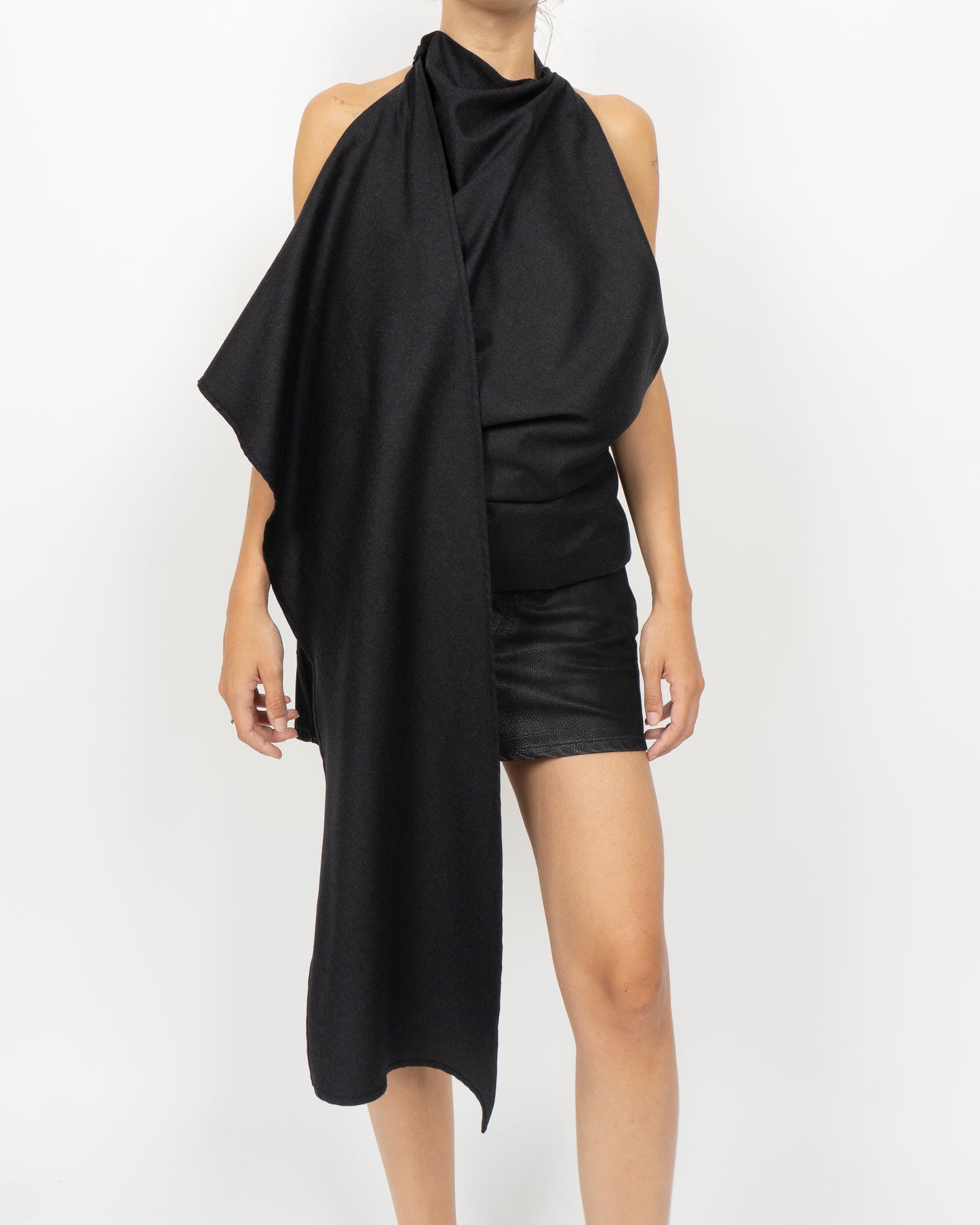 RÓHE Draped Open Back Top Anthracite Melagne