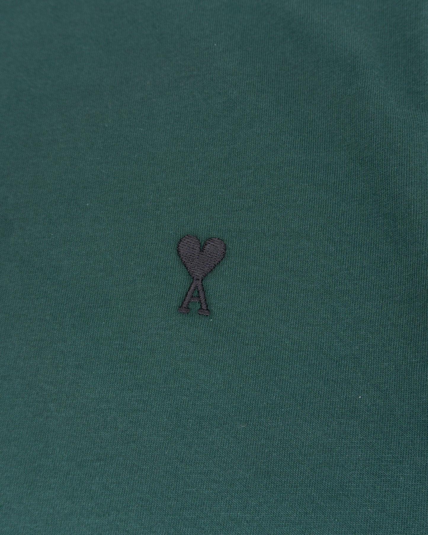AMI PARIS TShirt with Contrasted Ami de Coeur Bottle Green