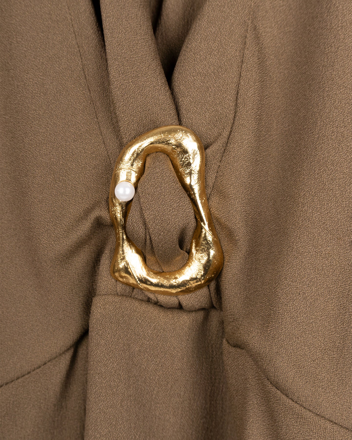 FORTE FORTE Mixed Silk Marocaine Sculpture Buckle Top Oud