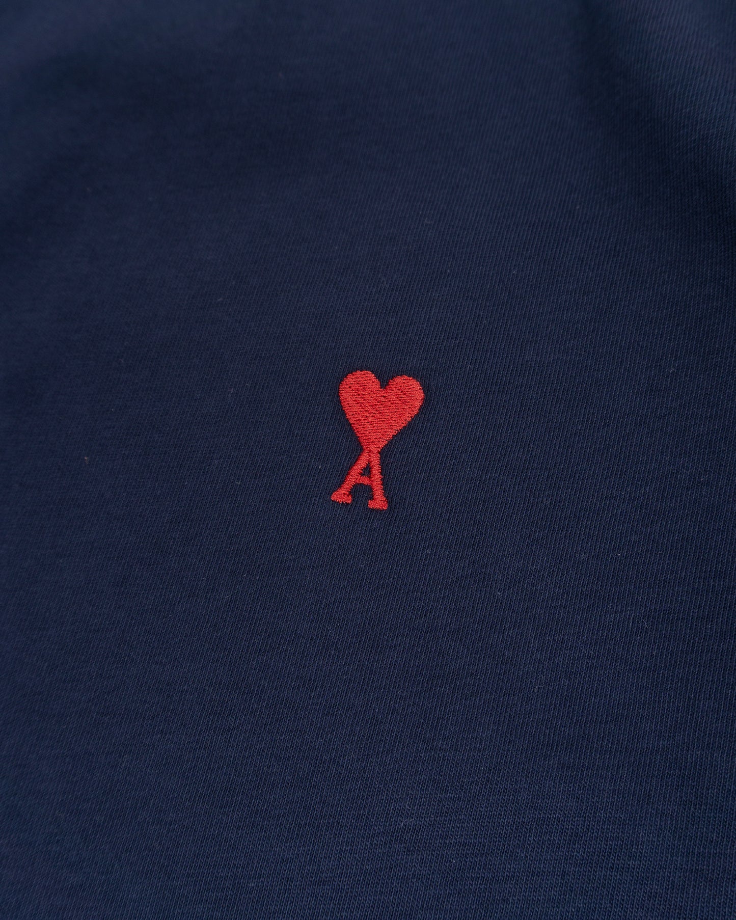 AMI PARIS Long Sleeves TShirt with Red Ami de Coeur Night Blue