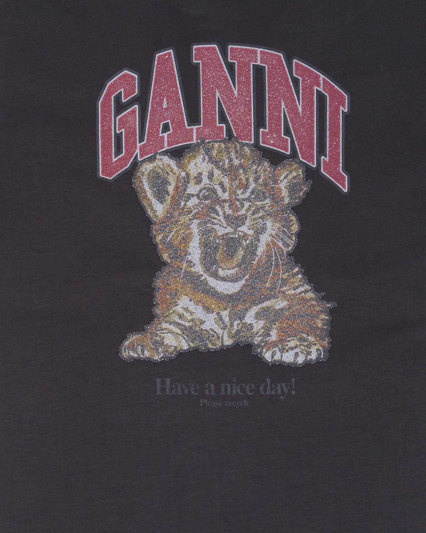 GANNI Heavy Cotton Jersey Tiger Caviar Phantom