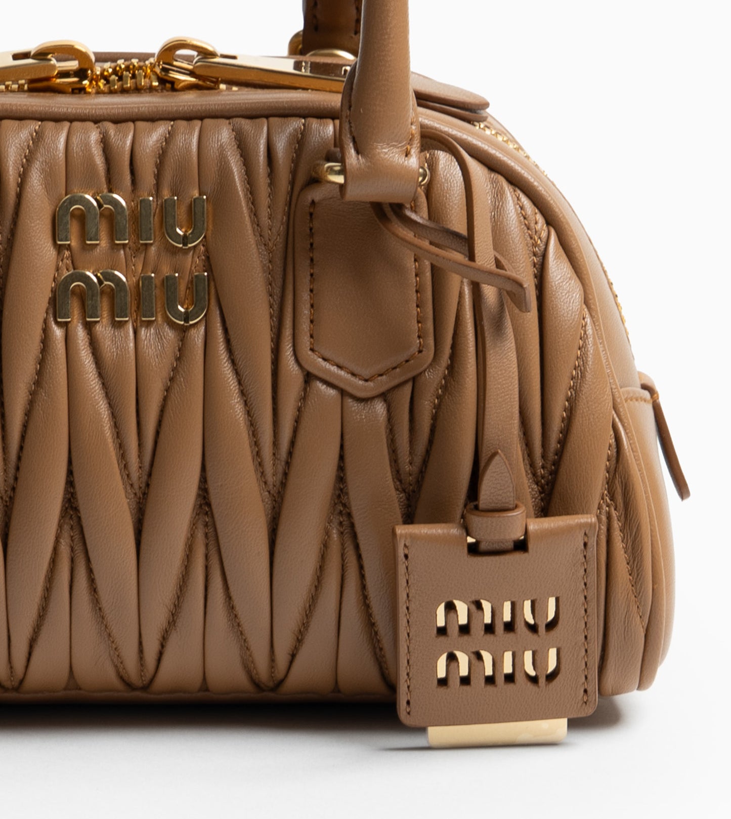MIU MIU Leather Hand Bag Caramel