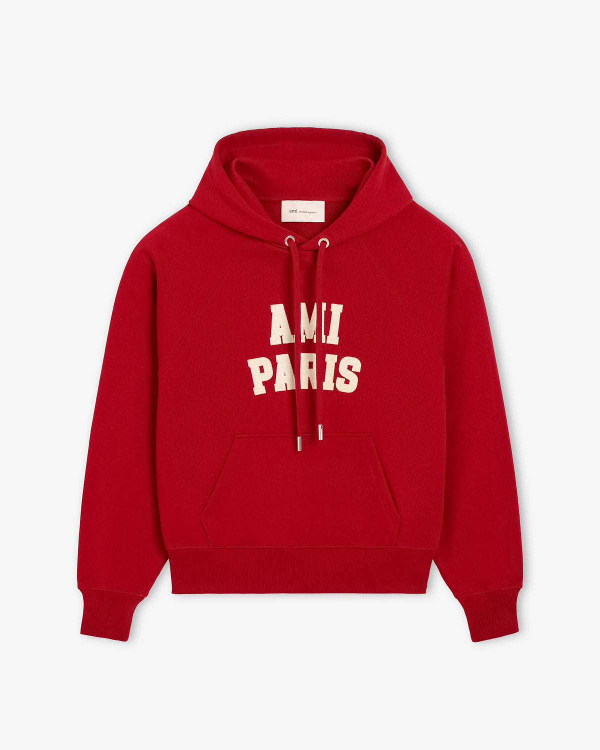 AMI PARIS Hoodie with Ami Paris Fel Embroidery Ruby Red