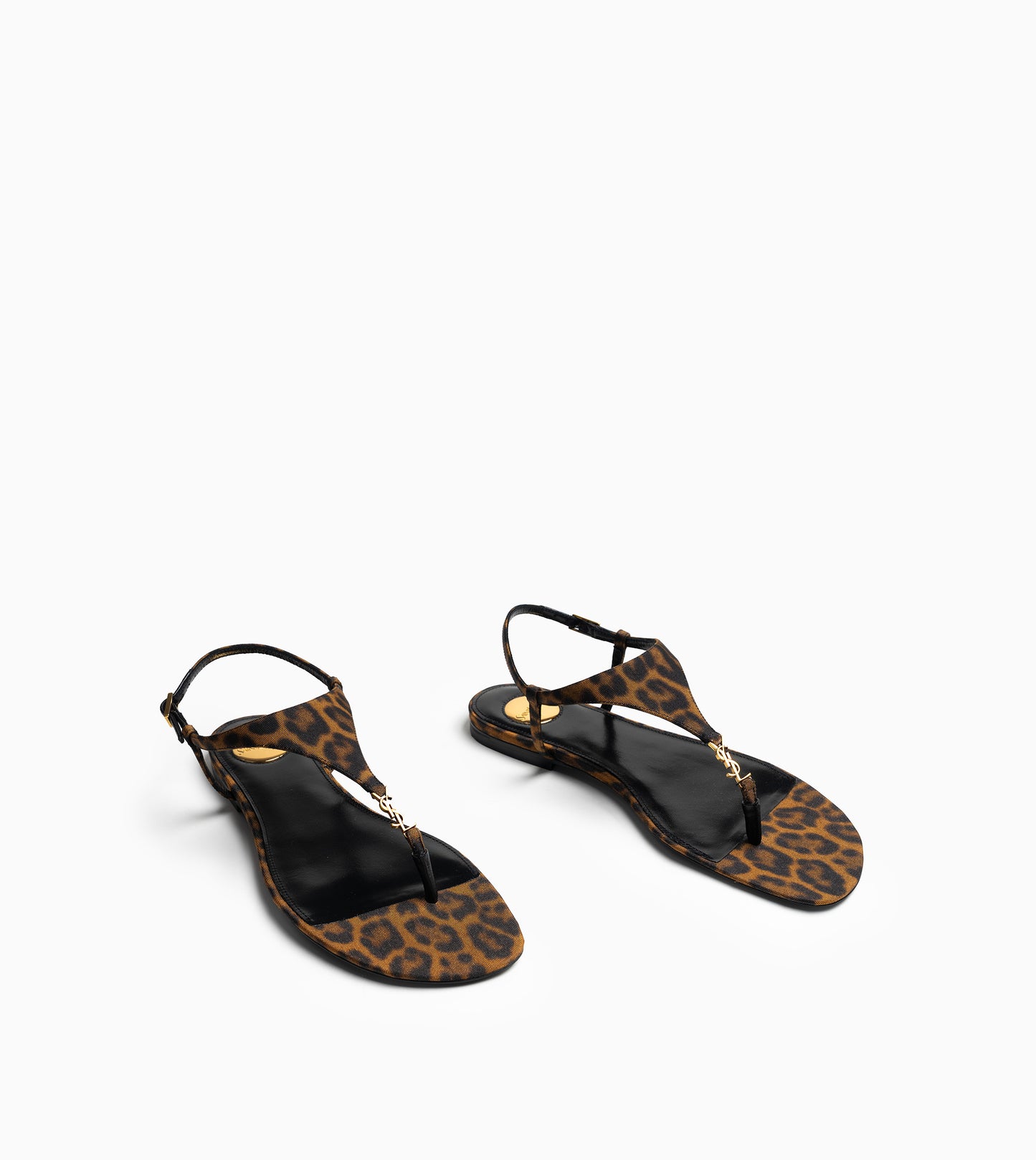 SAINT LAURENT Fabric Women Shoes Flat Sandals Flat Lea Naturale