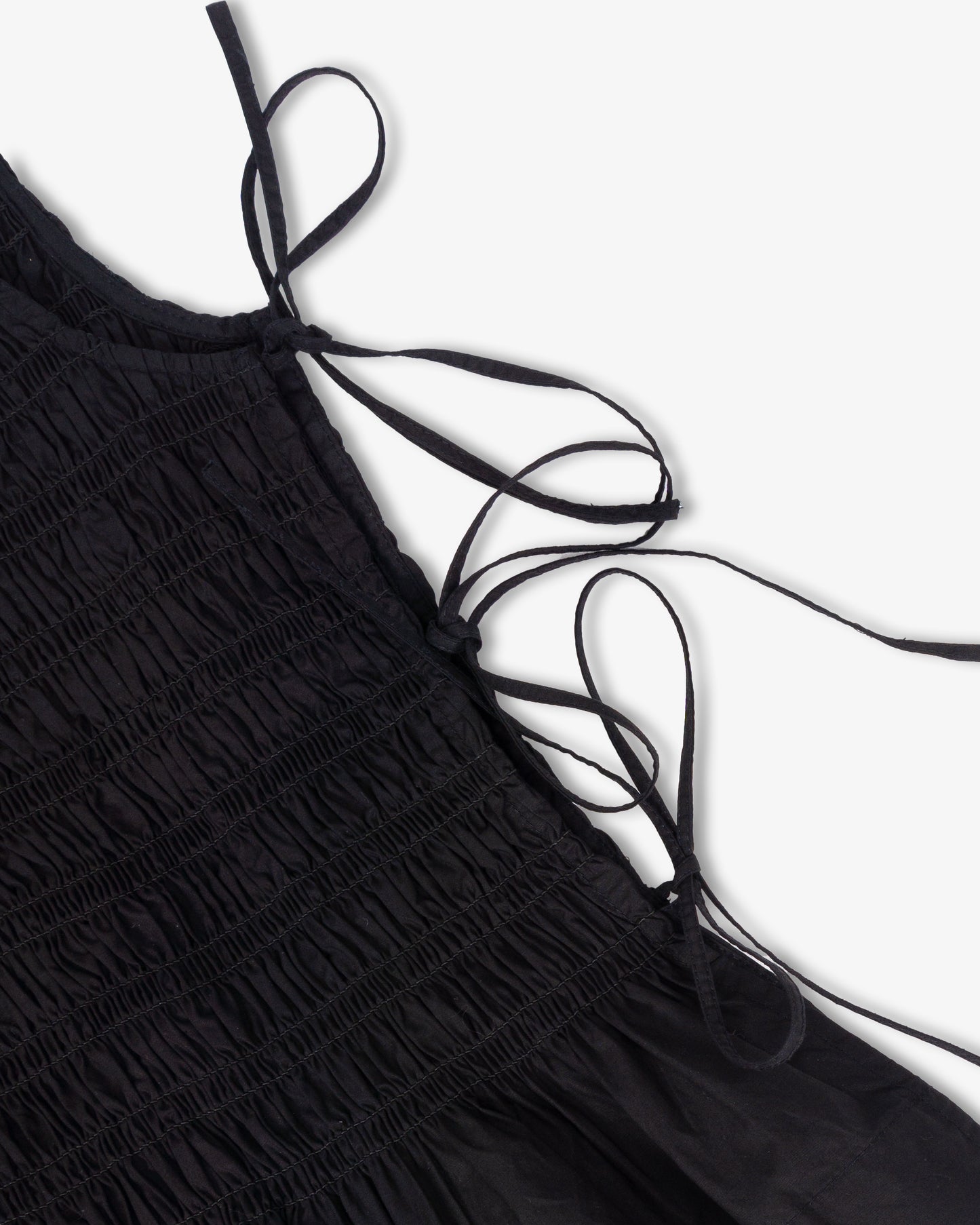 GANNI Cotton Poplin Smock Tie String Top Black