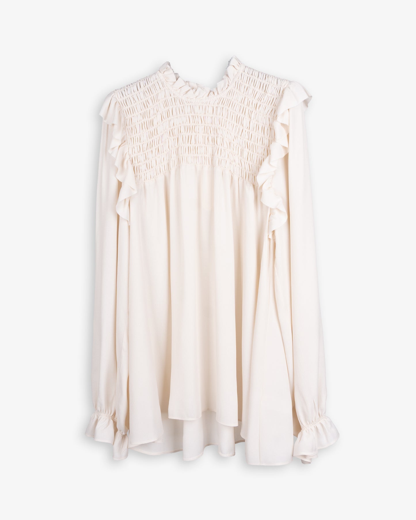FORTE FORTE Mixed Silk Marocaine Long Sleeves Top Avorio