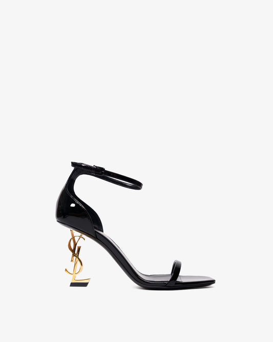 SAINT LAURENT Leather Women Shoes Sandles Mid Heel Black