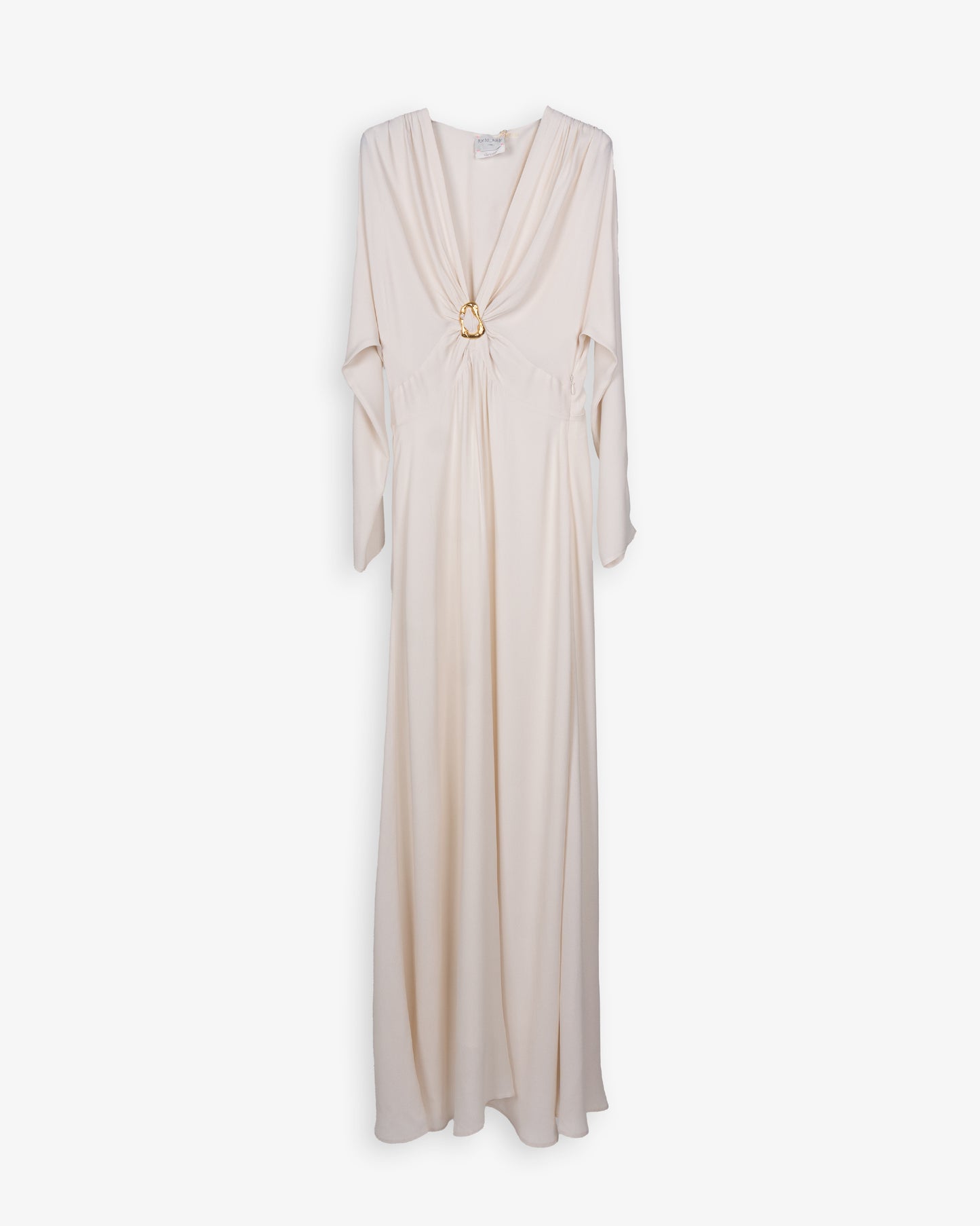 FORTE FORTE Mixed Silk Marocaine Sculpture Buckle Dress Avorio