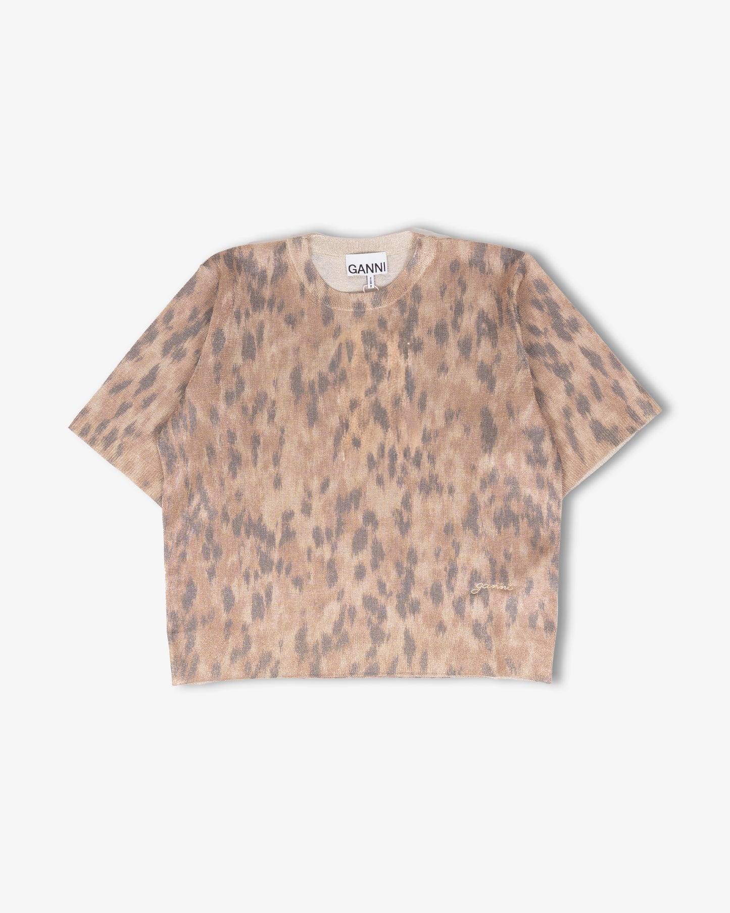 GANNI Printed Metallic T-Shirt Burro