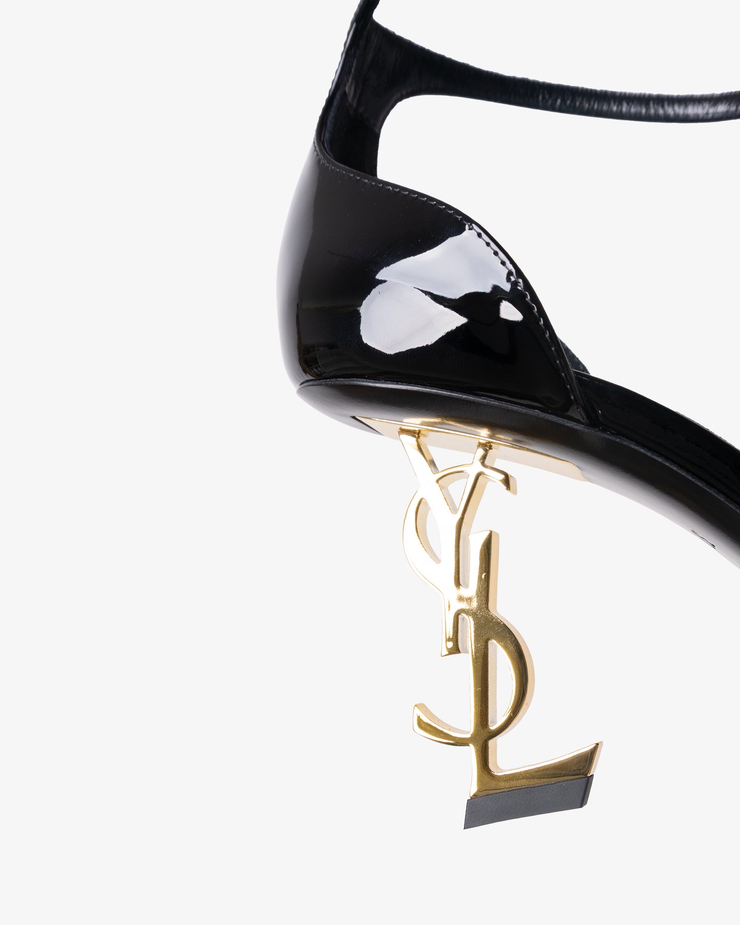 SAINT LAURENT Leather Women Shoes Sandles Mid Heel Black