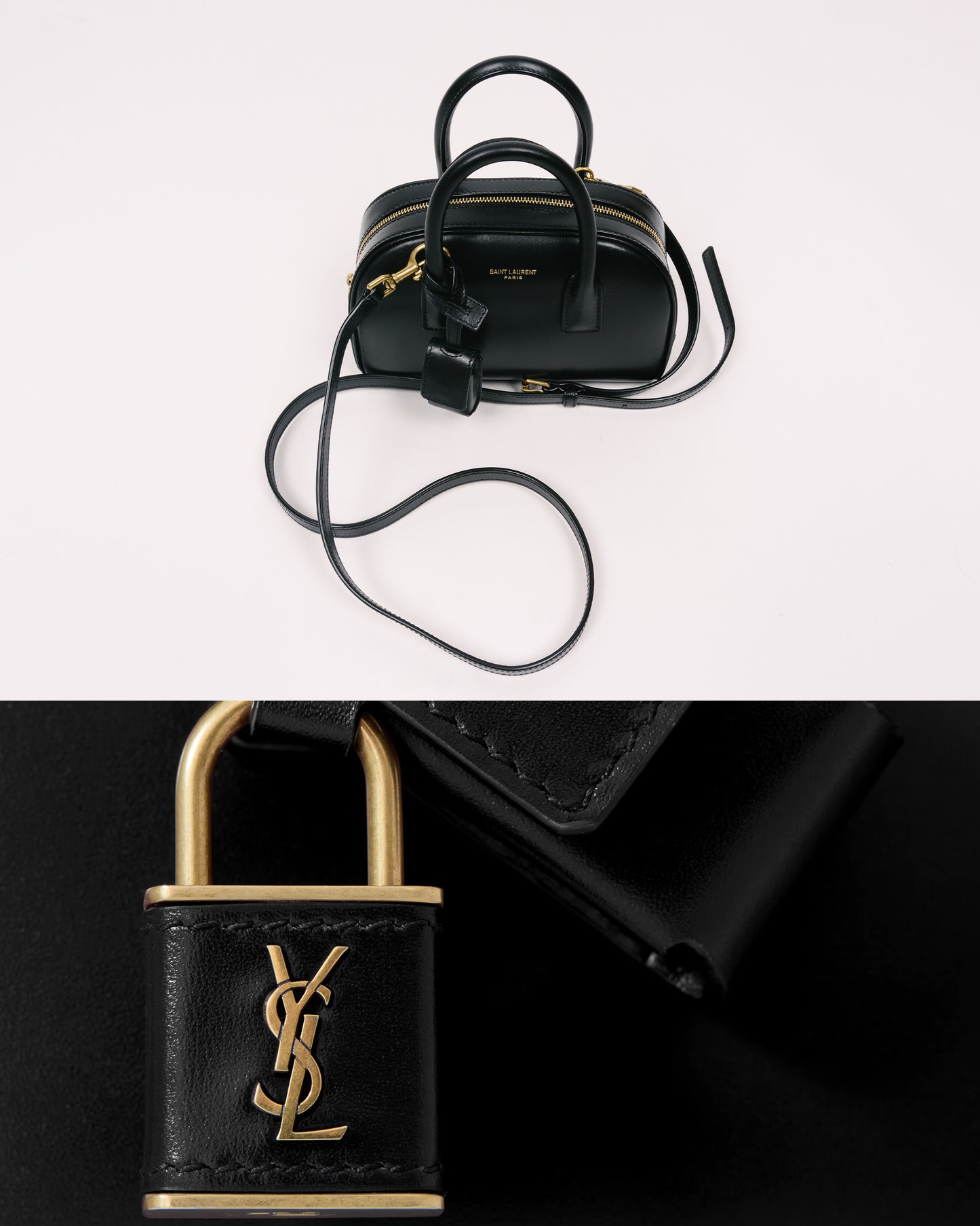 SAINT LAURENT YSL M.Bag with Removable Padlock Black