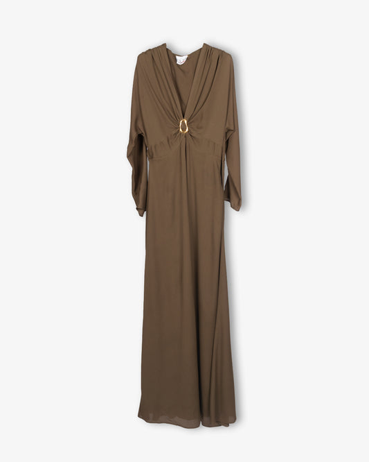 FORTE FORTE Mixed Silk Marocaine Sculpture Buckle Dress Oud