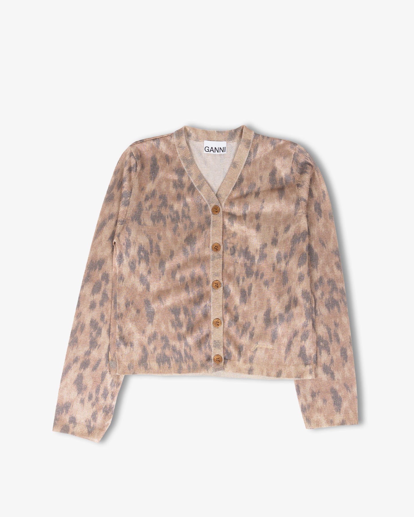 GANNI Printed Metalic Cardigan