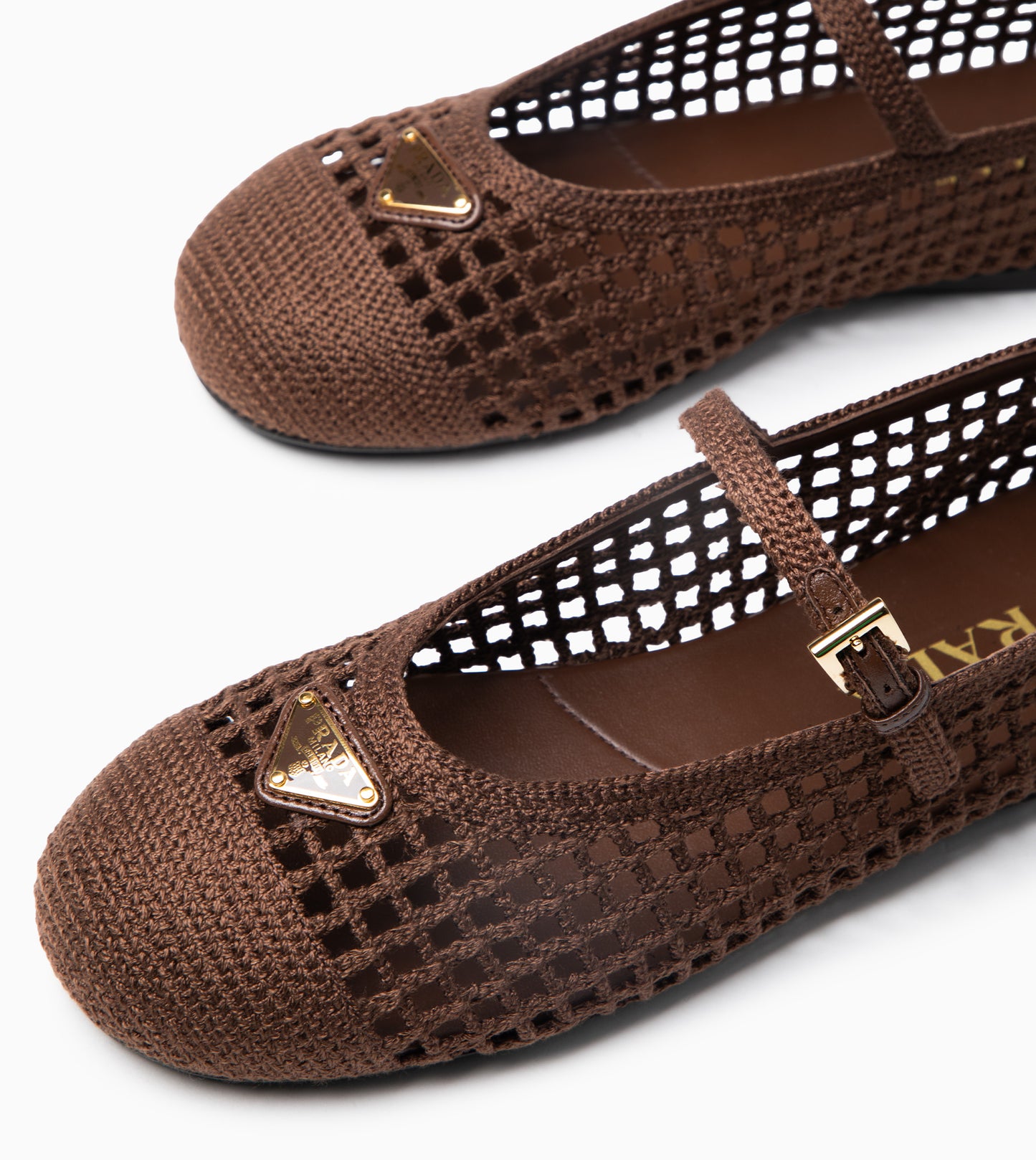 PRADA Crochet Ballet Shoes Cacao