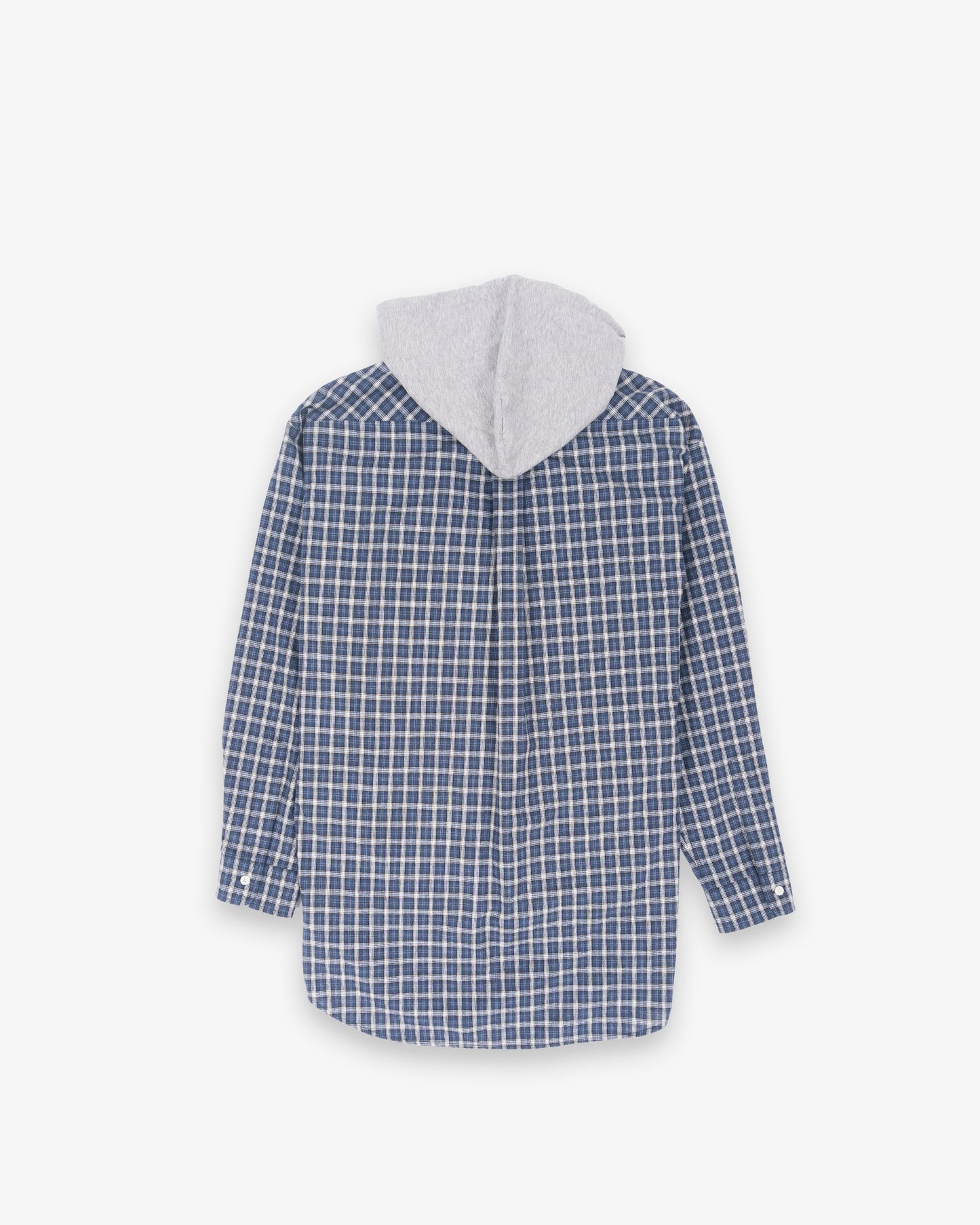 MIU MIU Shirt with Detachabel Hood and Pearly Top Shell Buttons Blue White
