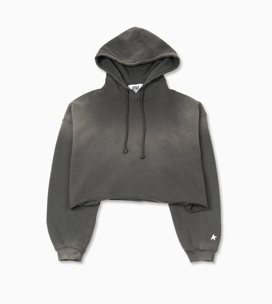 GOLDEN GOOSE Star / W´s Oversize Cropped Hoodie / Sunfaded Wash / Star Golden Goose Print