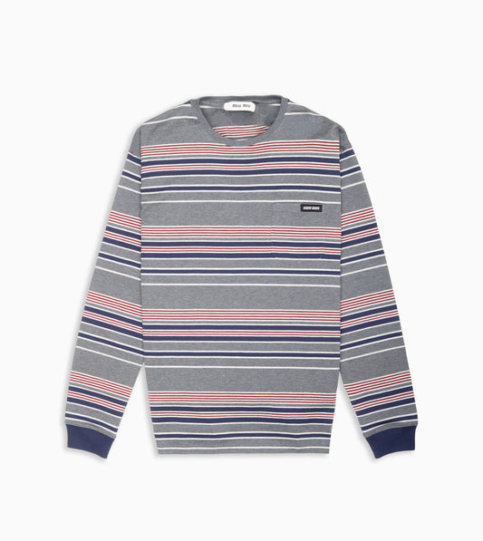 MIU MIU LONG TSHIRT LONG SLEEVE RIGA GREY BLUE