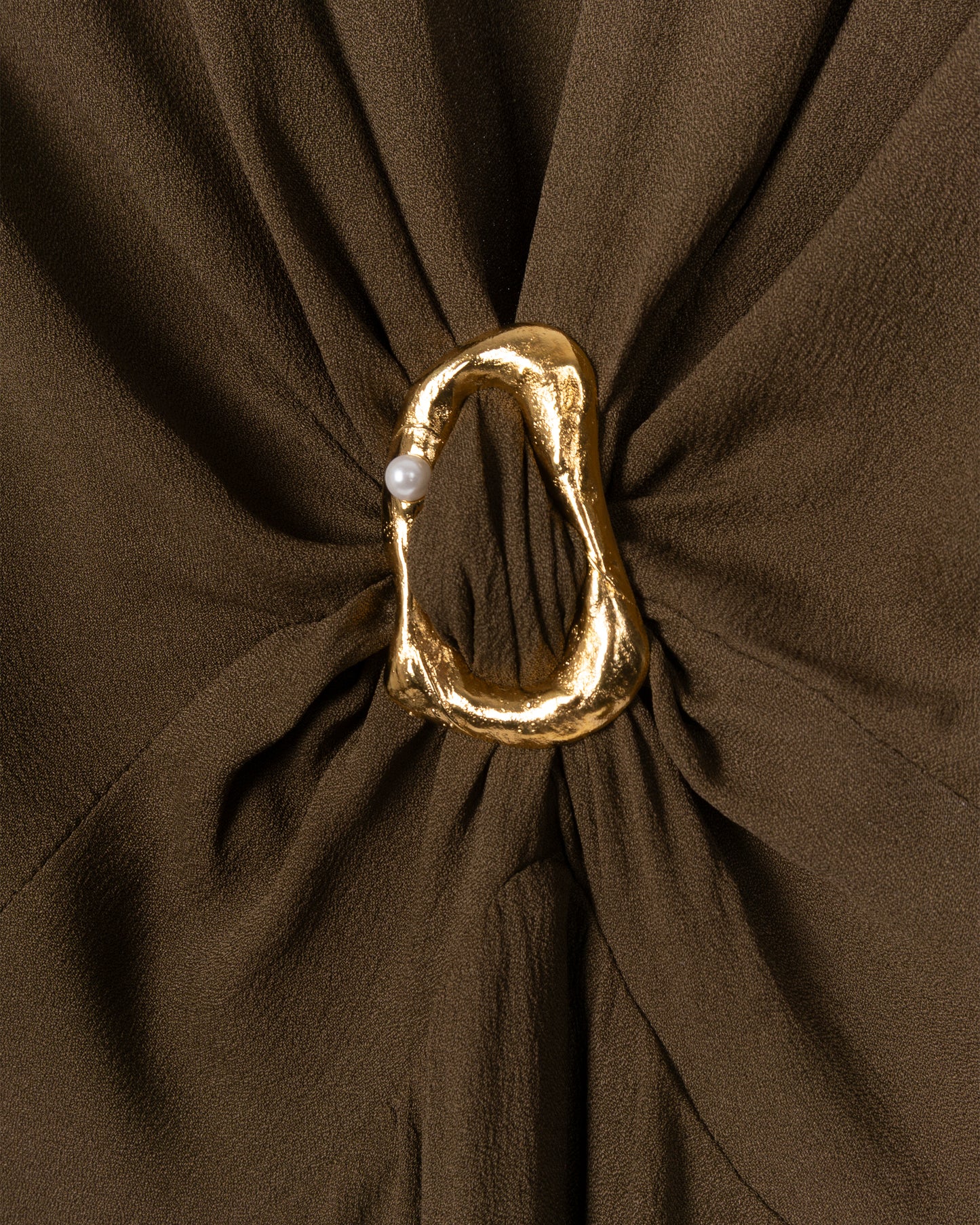 FORTE FORTE Mixed Silk Marocaine Sculpture Buckle Dress Oud