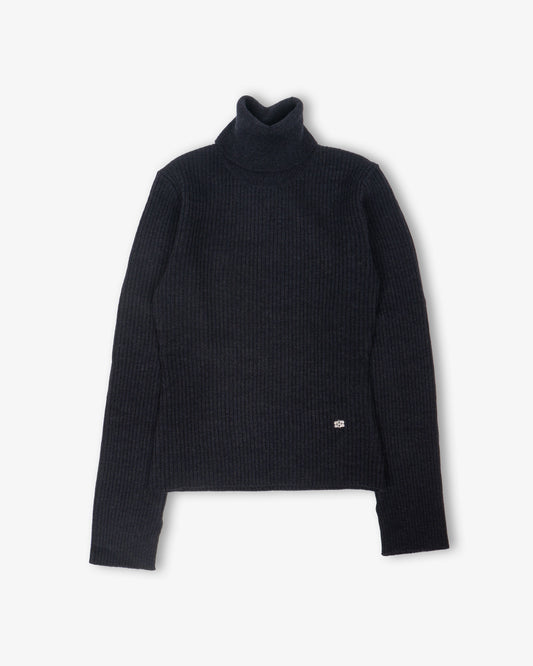 GANNI Ribbed Merino Turtleneck Phantom