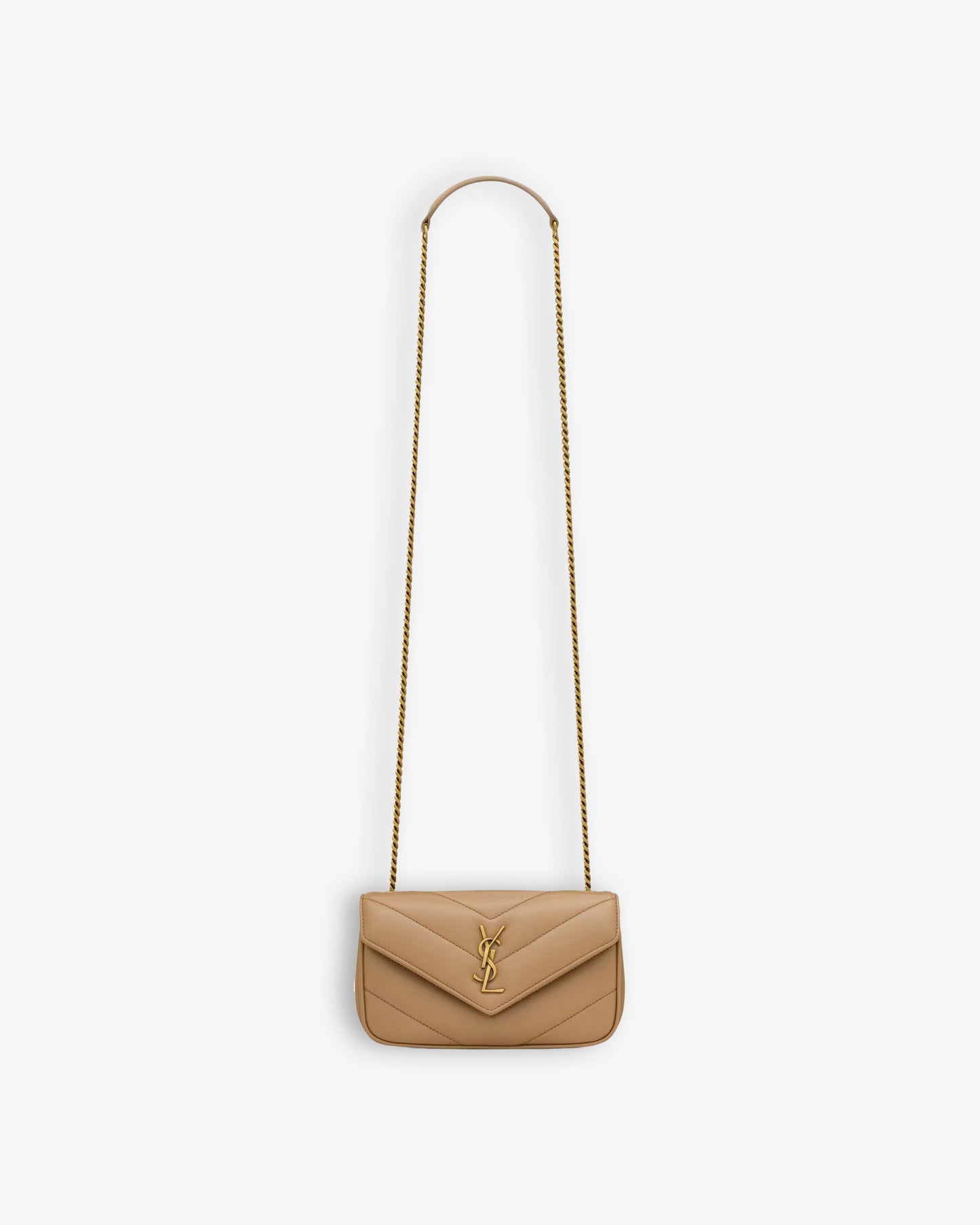 SAINT LAURENT YSL M.Bag with Removable Chain Natural Tan