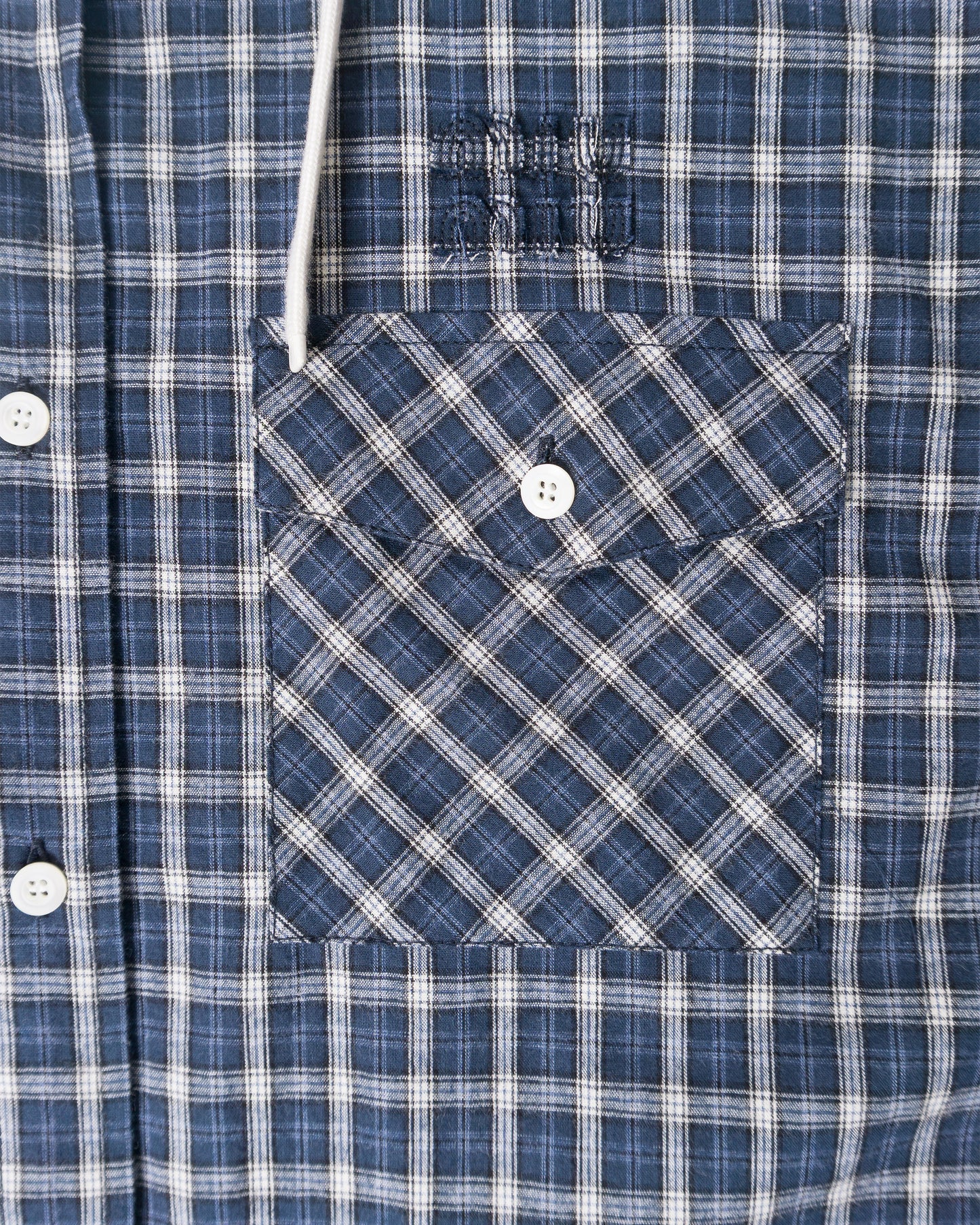 MIU MIU Shirt with Detachabel Hood and Pearly Top Shell Buttons Blue White