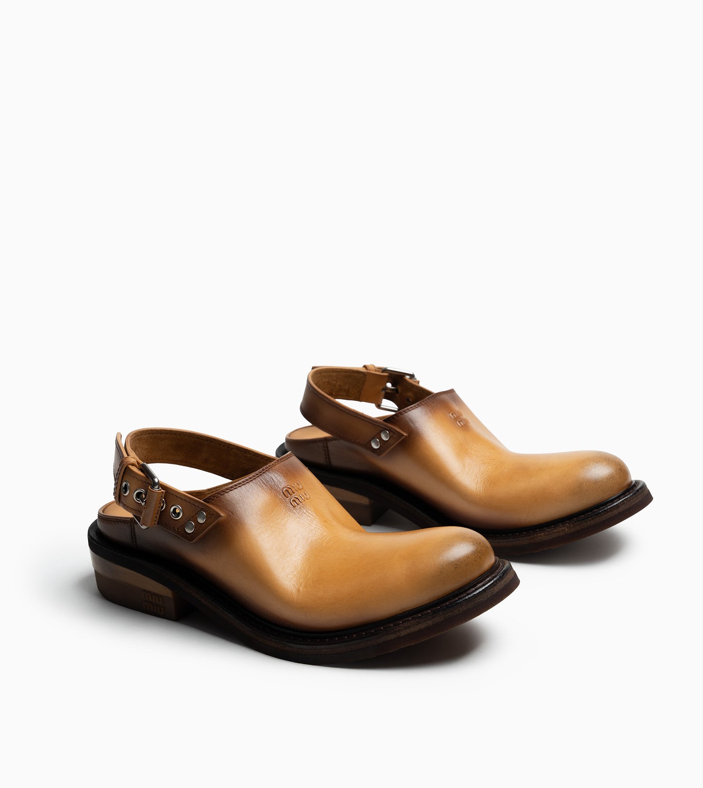 MIU MIU Open Heel Shoes Cuoio