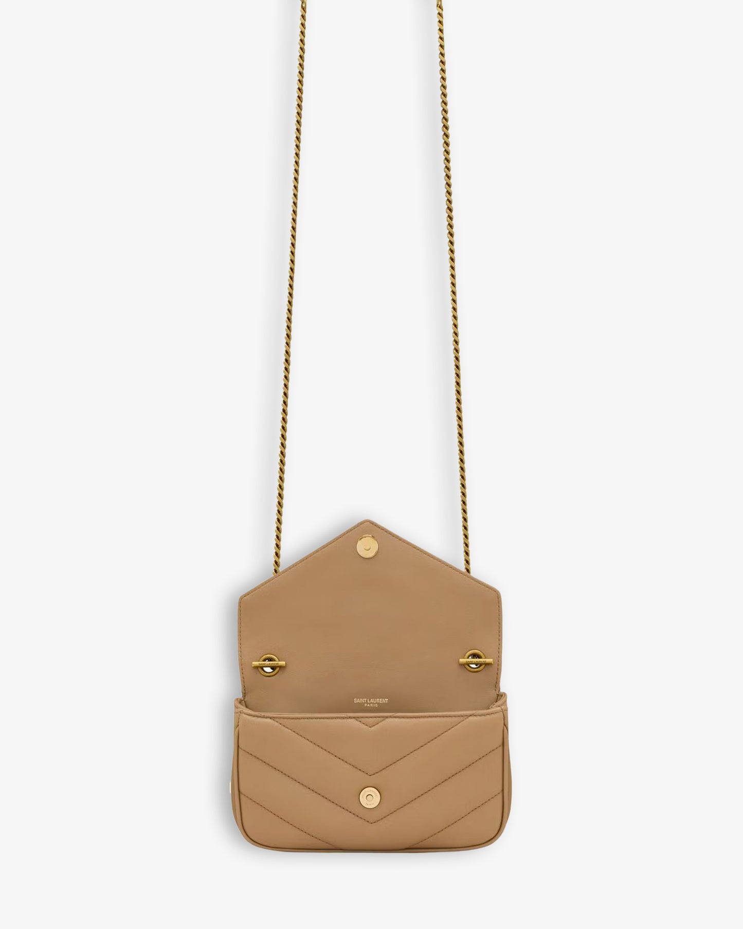 SAINT LAURENT YSL M.Bag with Removable Chain Natural Tan