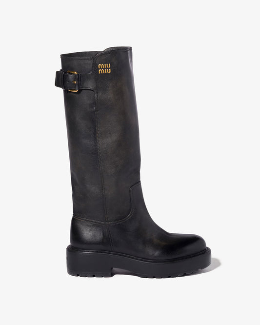 MIU MIU Leather Boots Black