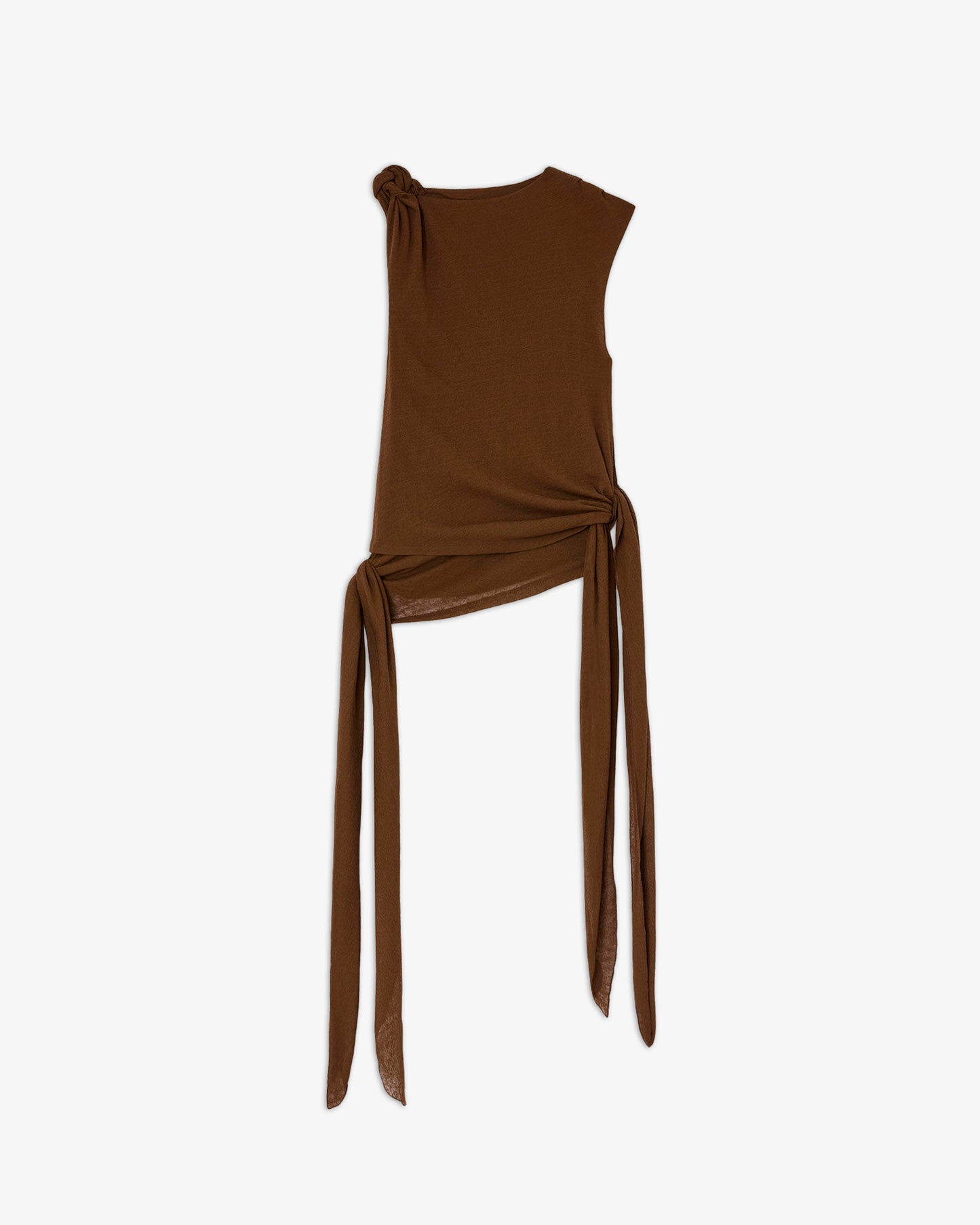GANNI Marl Mesh Tie Knot Tank Top Demitasse
