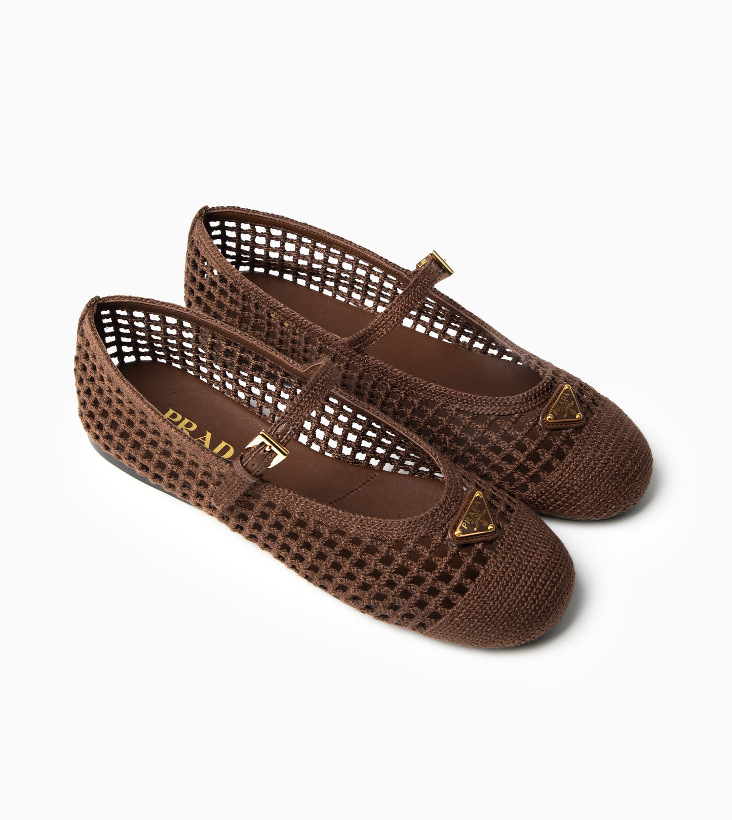PRADA Crochet Ballet Shoes Cacao