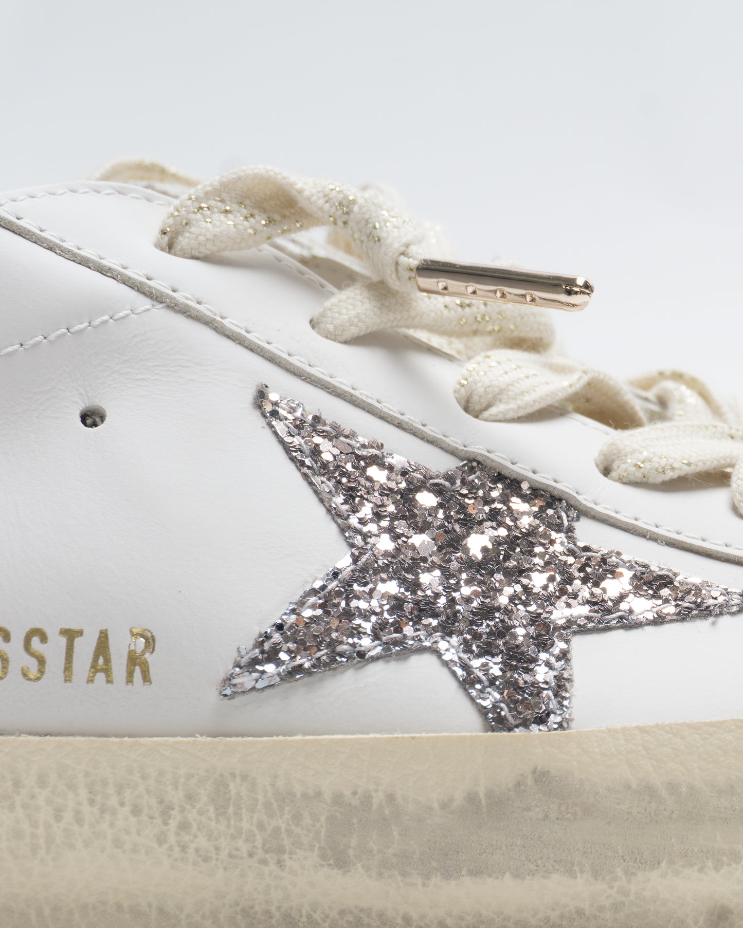 GOLDEN GOOSEN Super Star Leather Upper & Heel Suede Toe Glitter Star