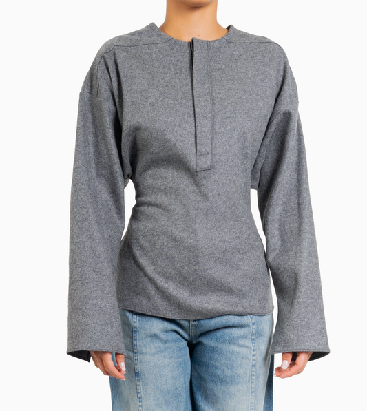 VICTORIA BECKHAM- Long Sleeve Fitted Henley Top