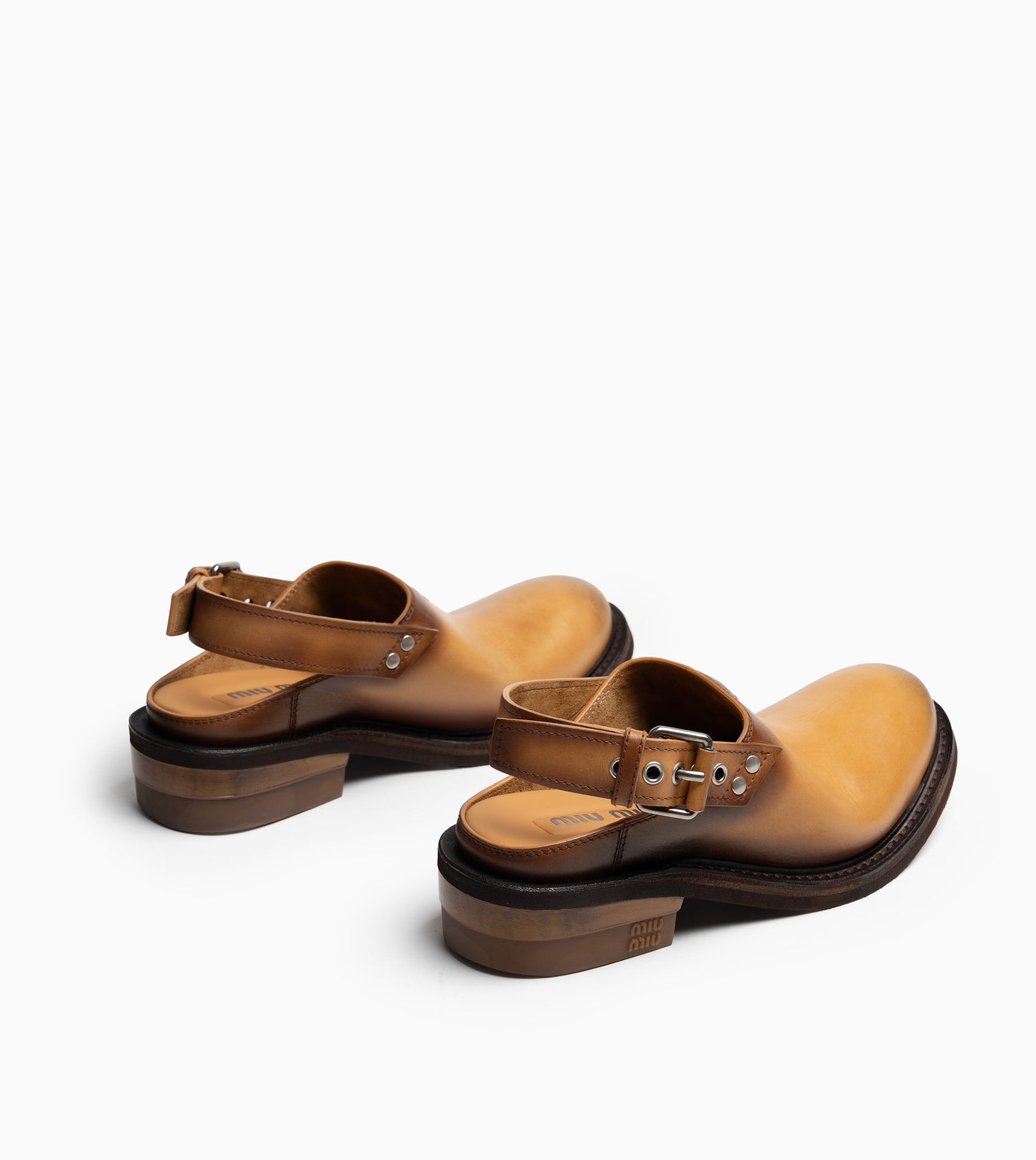 MIU MIU Open Heel Shoes Cuoio