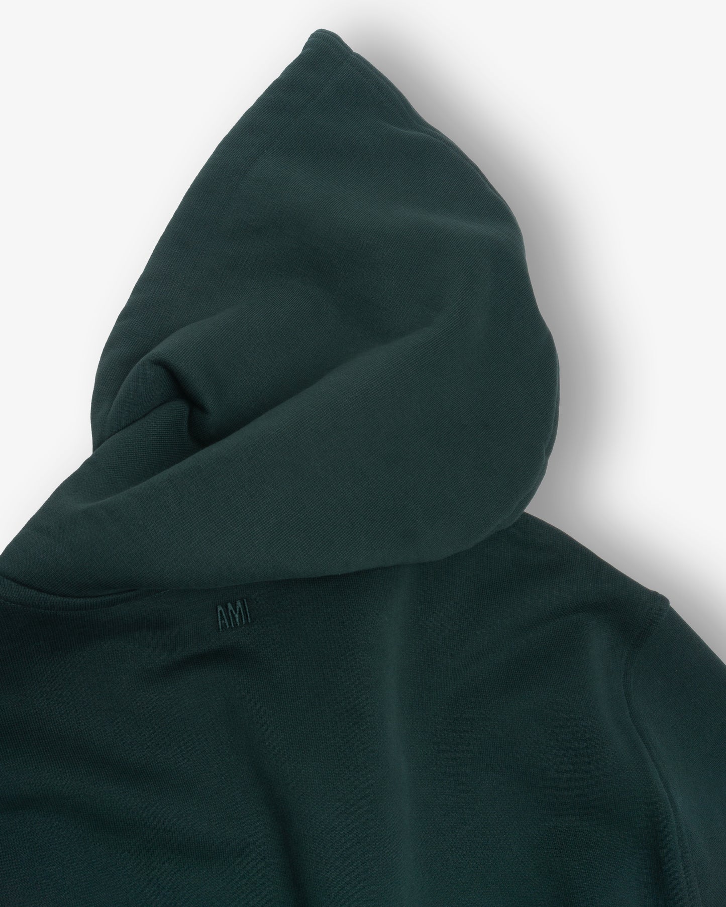 AMI PARIS Hoodie with Contrasted Ami de Coeur Bottle Green