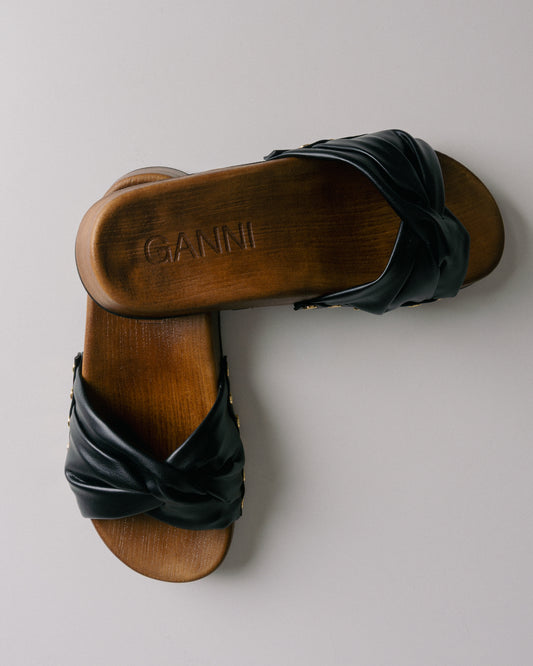 GANNI Tia Fairy Clog Nappa Black