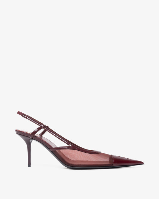 SAINT LAURENT Leather Women Shoes Pumps Mid Heel Leath Vintage Bordeaux