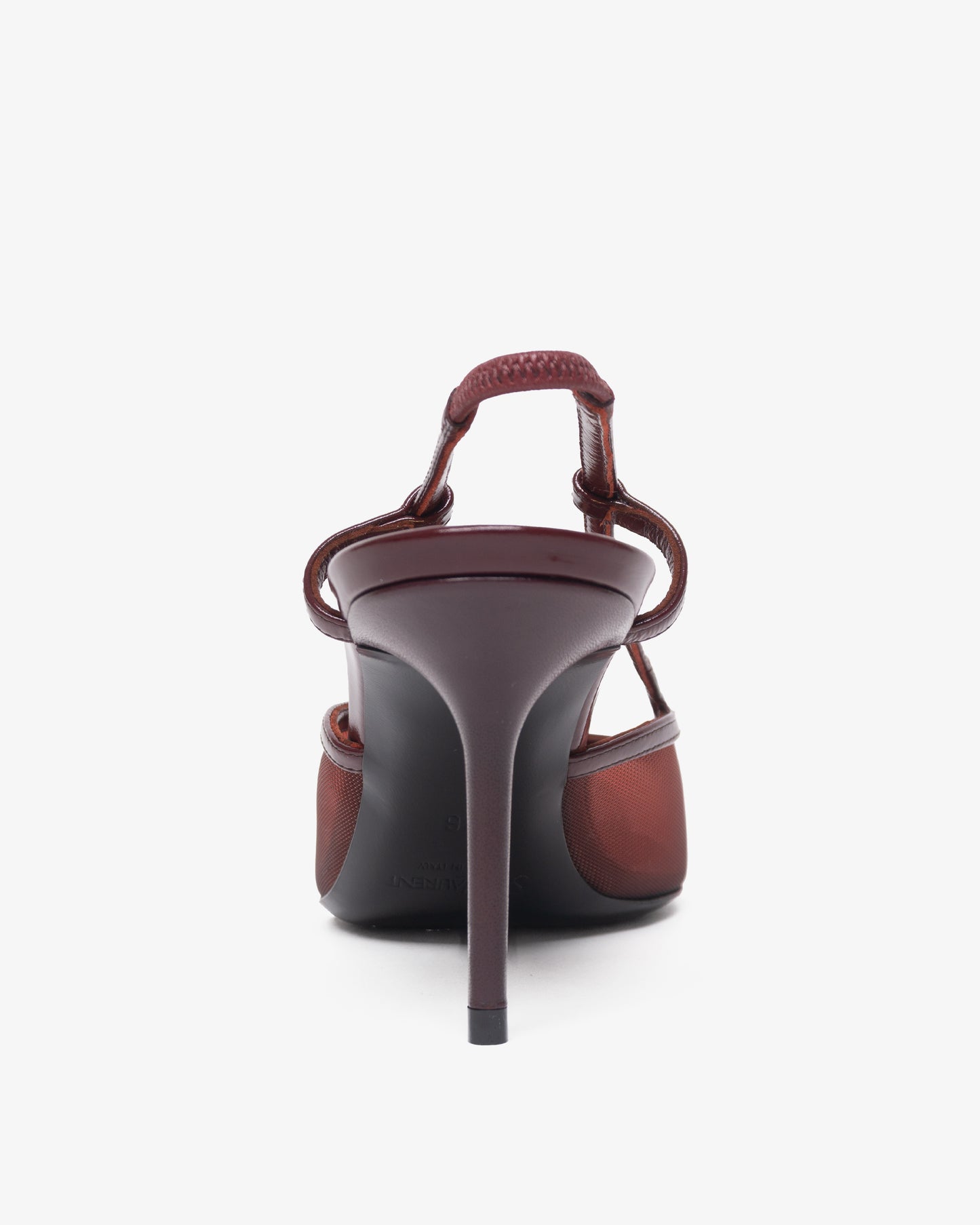 SAINT LAURENT Leather Women Shoes Pumps Mid Heel Leath Vintage Bordeaux