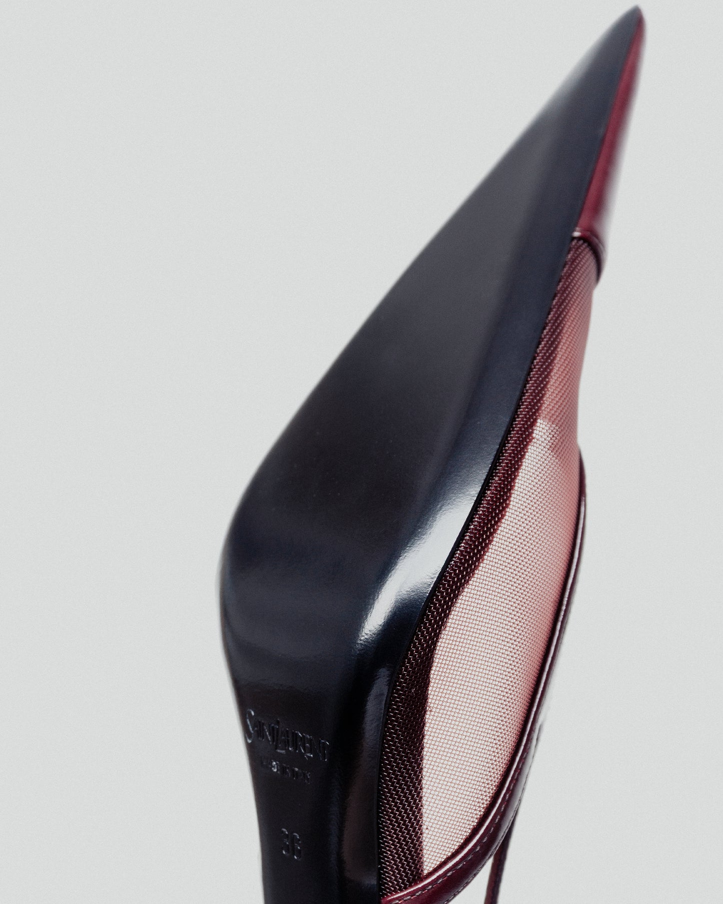 SAINT LAURENT Leather Women Shoes Pumps Mid Heel Leath Vintage Bordeaux