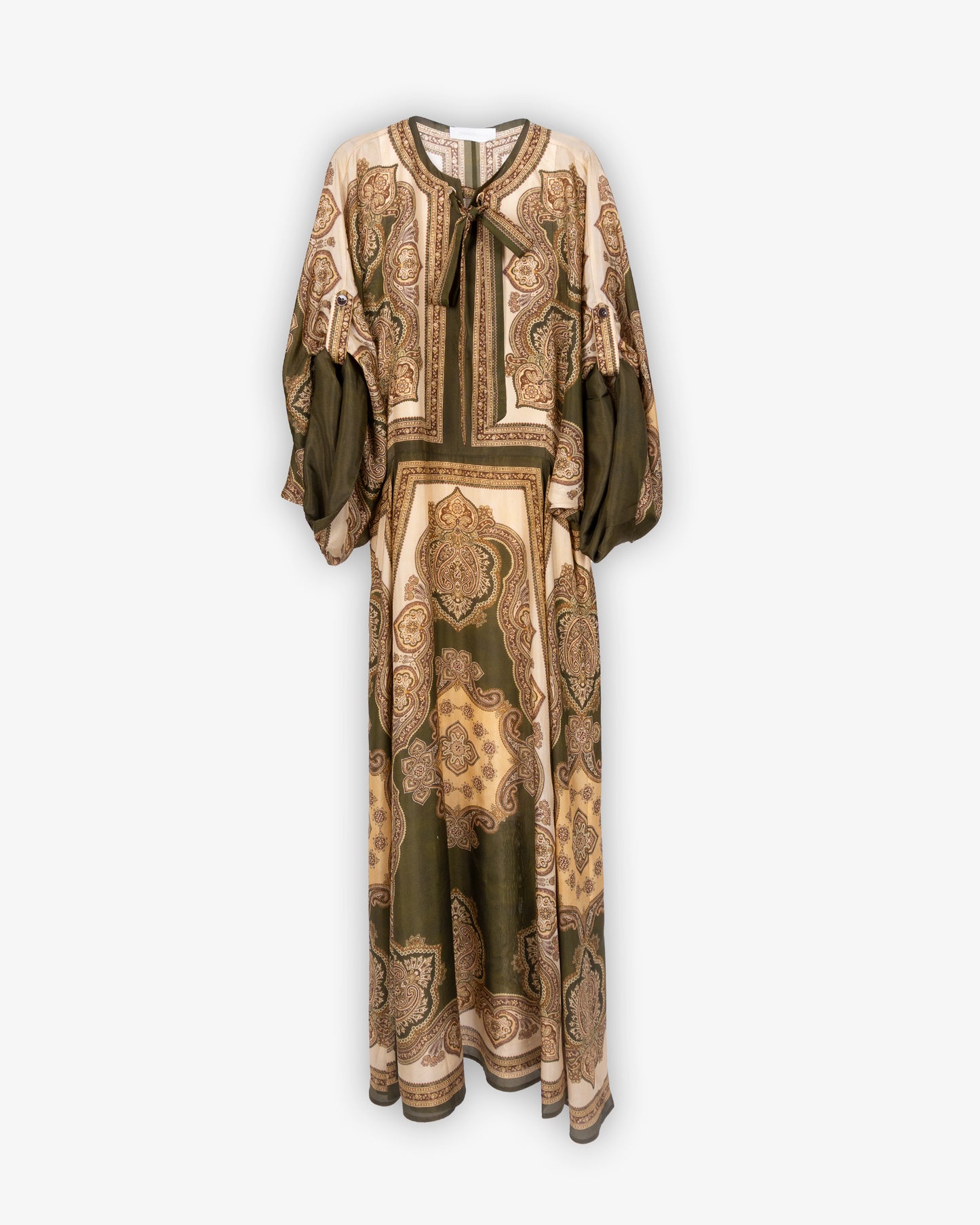 ZIMMERMANN Mahon Tunic Midi Dress Olive Paisley