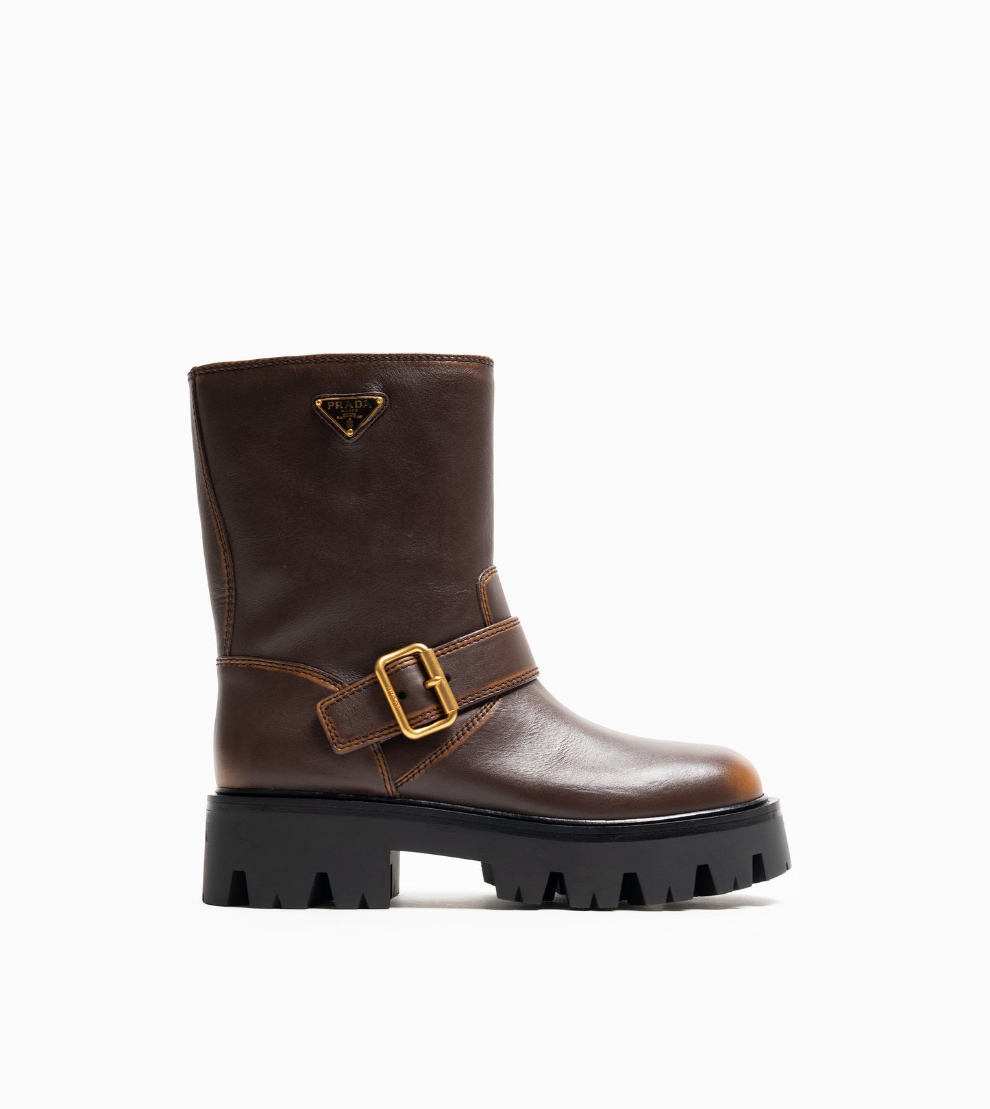 PRADA ANKLE BOOTS VITELLO VINTAGE CACAO