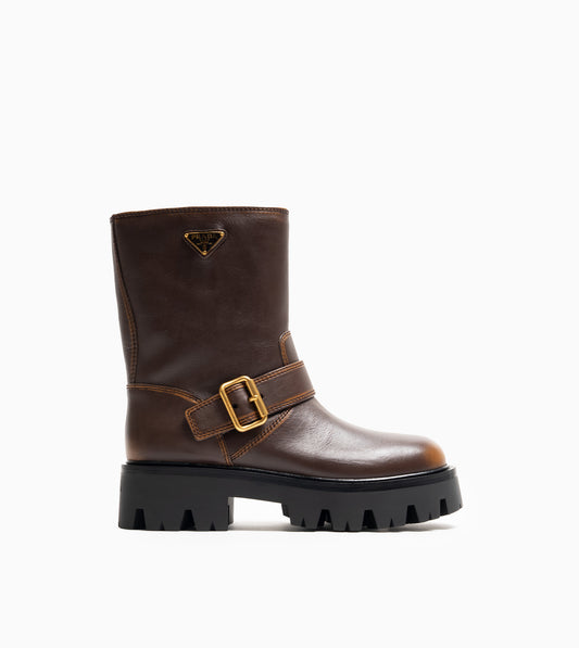 PRADA ANKLE BOOTS VITELLO VINTAGE CACAO