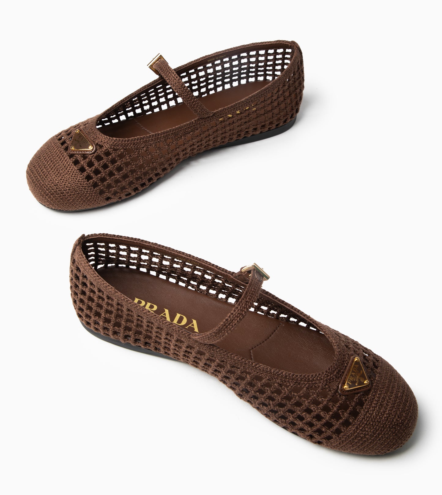 PRADA Crochet Ballet Shoes Cacao